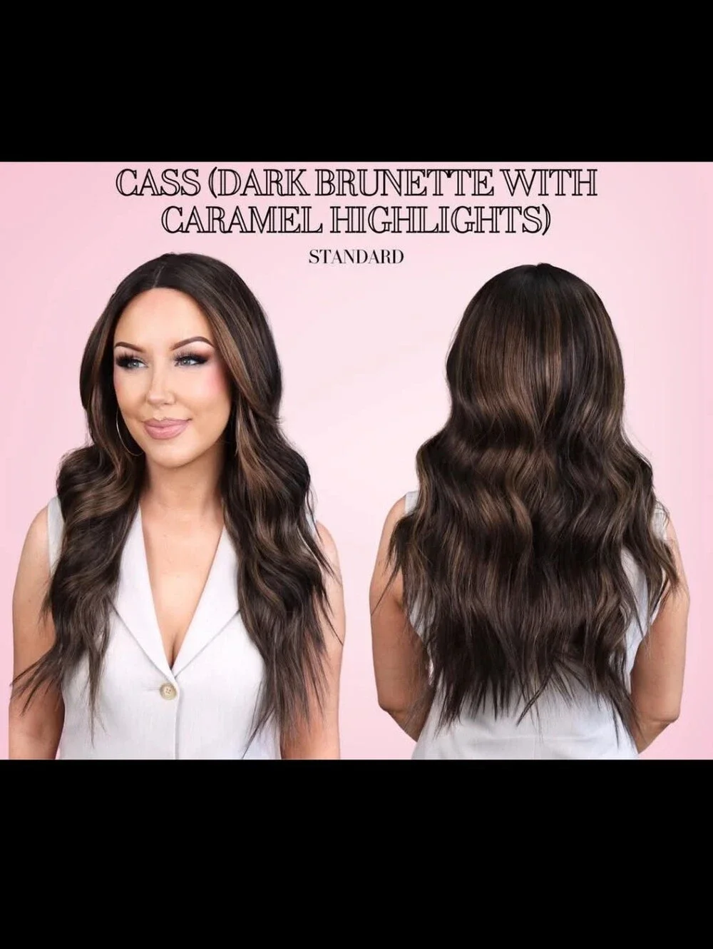 Csc BNWT Cass Dark Brunette With Caramel Highlights Standard Cap.